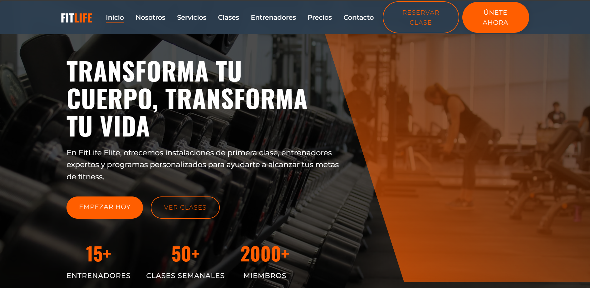 Captura de pantalla del proyecto FitLife